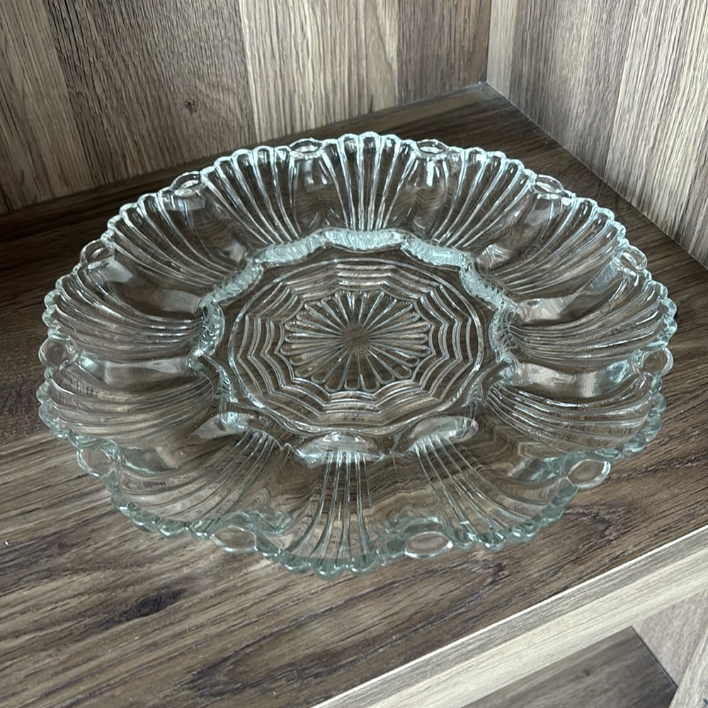 Stunning Vintage Crystal Deviled Egg Plate